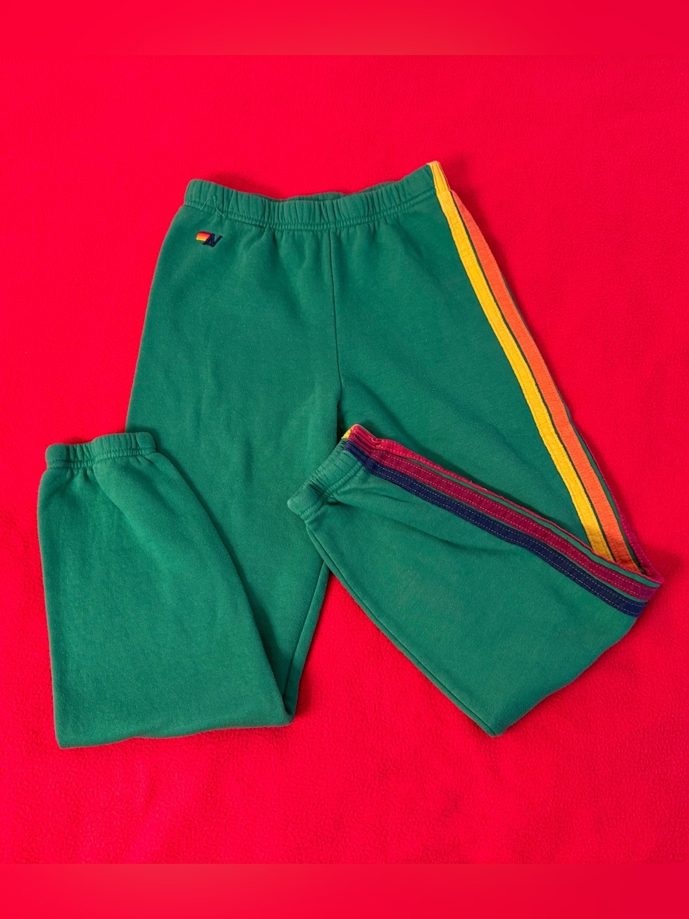 KID'S AVIATOR NATION 5 Stripes SWEATPANTS - HEATHER Green- SIZE 12